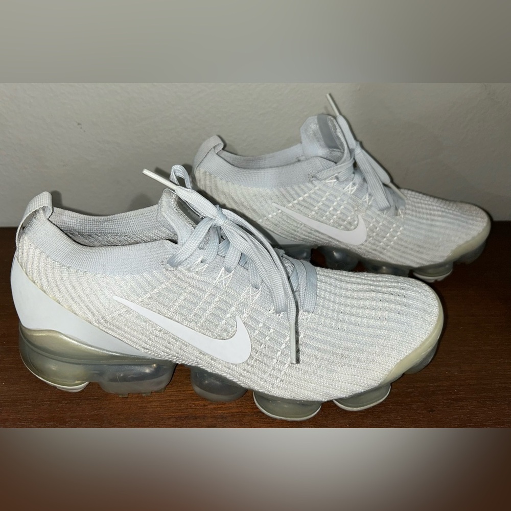 Nike VaporMax Athletic Shoes in Light Grey and White